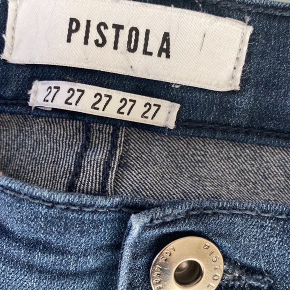 Pistola Shark Bite Raw Distressed Hem Skinny Dark Wash High Waist Ankle Jeans - Picture 8 of 15